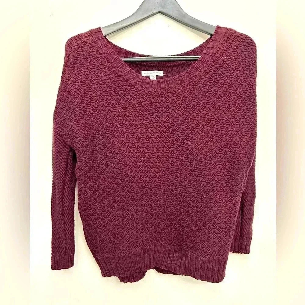 American Eagle Outfitters Sweater Women's Long Sleeve Pullover Knit Burgundy S